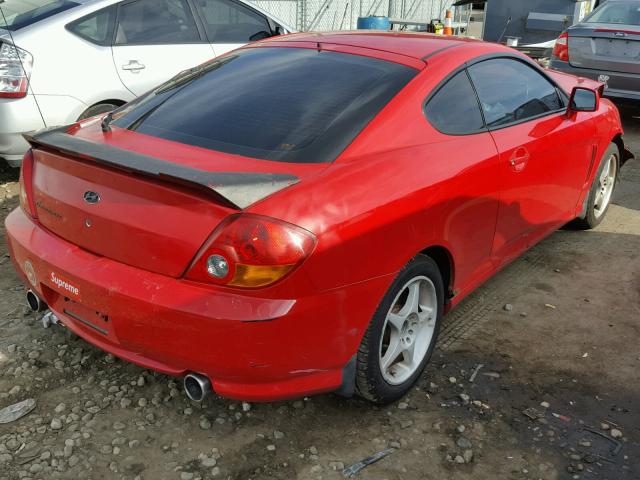 KMHHM65D43U062371 - 2003 HYUNDAI TIBURON RED photo 4