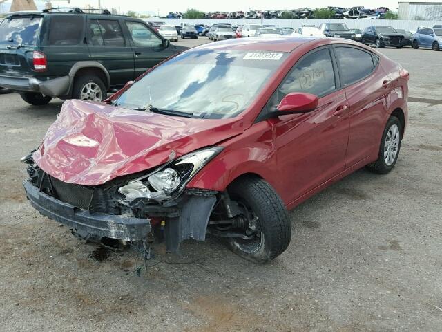 KMHDH4AE2DU606132 - 2013 HYUNDAI ELANTRA GL RED photo 2