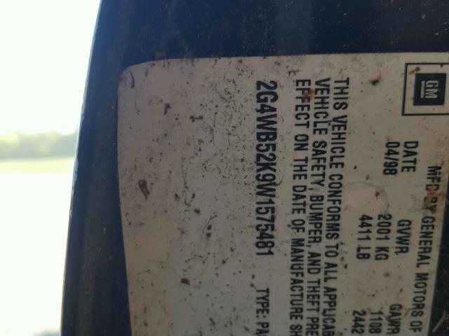 2G4WB52K9W1575481 - 1998 BUICK REGAL LS BLUE photo 10