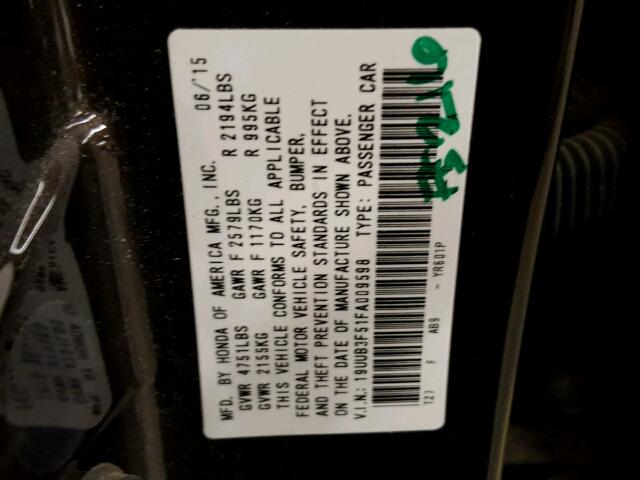 19UUB3F51FA009598 - 2015 ACURA TLX BROWN photo 10