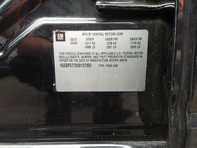 1G6DF577290137053 - 2009 CADILLAC CTS BLACK photo 10