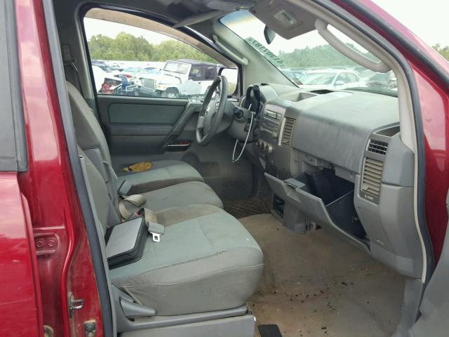 1N6BA07B15N550182 - 2005 NISSAN TITAN XE BURGUNDY photo 5