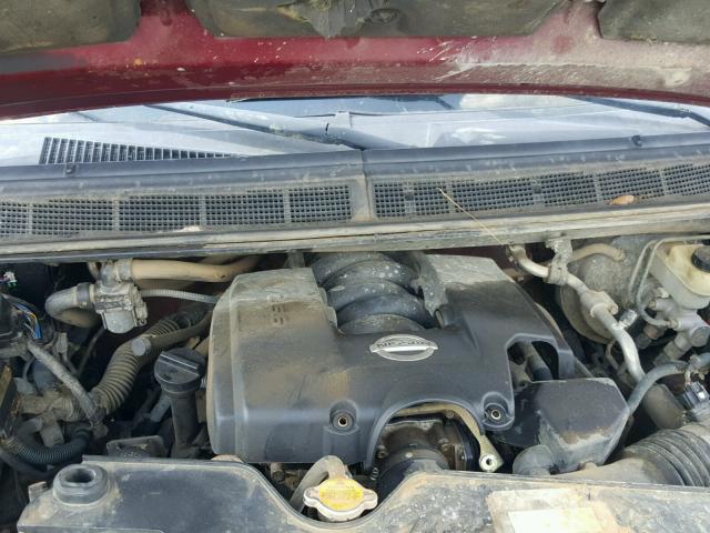 1N6BA07B15N550182 - 2005 NISSAN TITAN XE BURGUNDY photo 7