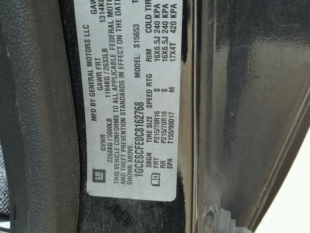 1GCESCFE0C8162768 - 2012 CHEVROLET COLORADO L BLACK photo 10