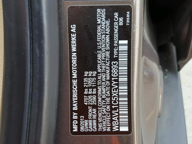 WBAVL1C5XEVY16893 - 2014 BMW X1 XDRIVE2 BROWN photo 10