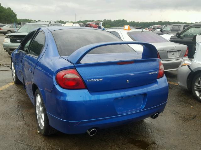 1B3ES66S74D552378 - 2004 DODGE NEON SRT-4 BLUE photo 3