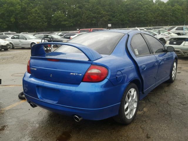 1B3ES66S74D552378 - 2004 DODGE NEON SRT-4 BLUE photo 4