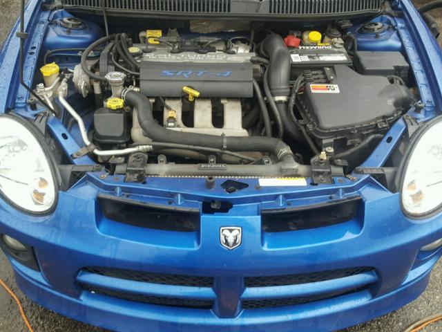 1B3ES66S74D552378 - 2004 DODGE NEON SRT-4 BLUE photo 7