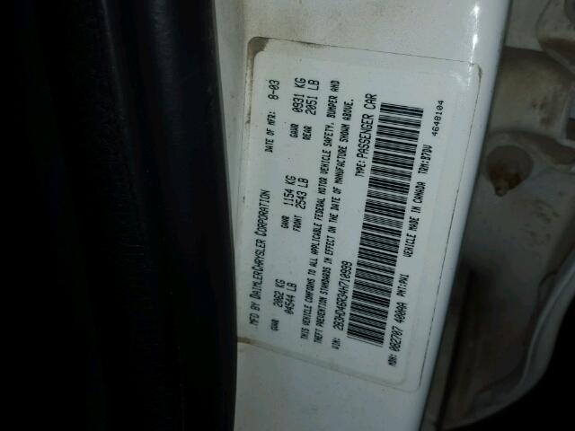 2B3HD46R34H710999 - 2004 DODGE INTREPID S WHITE photo 10