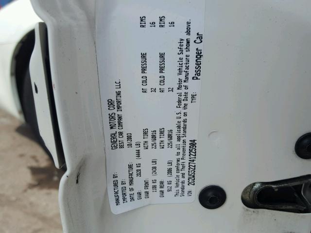 2G2WS522741225904 - 2004 PONTIAC GRAND PRIX WHITE photo 10