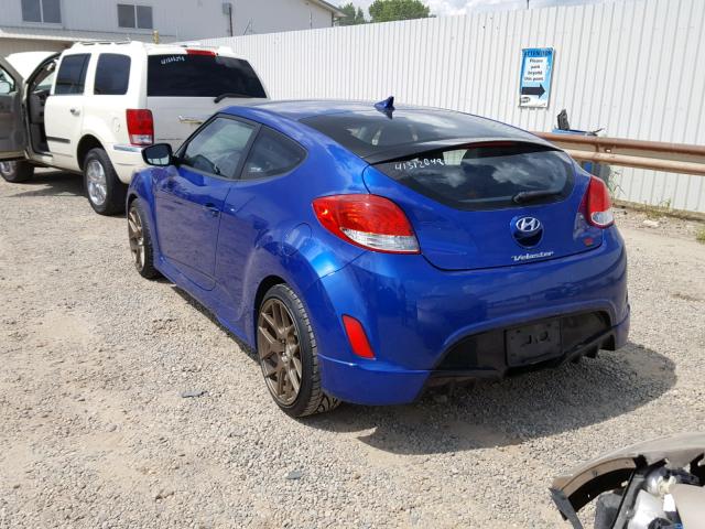 KMHTC6AD9DU134640 - 2013 HYUNDAI VELOSTER B BLUE photo 3