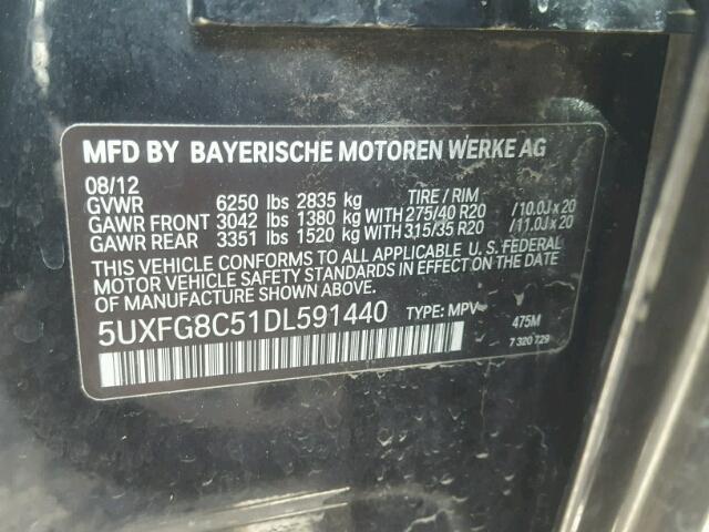 5UXFG8C51DL591440 - 2013 BMW X6 XDRIVE5 BLACK photo 10