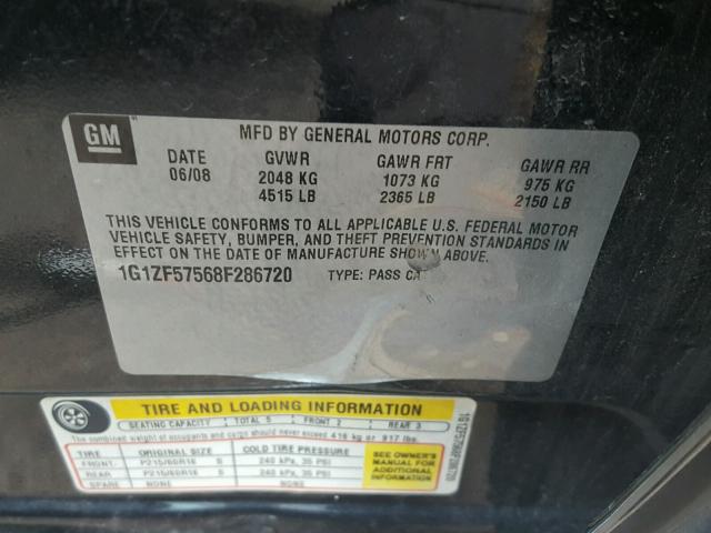 1G1ZF57568F286720 - 2008 CHEVROLET MALIBU HYB CHARCOAL photo 10