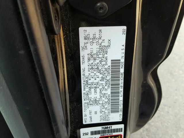 5TFTX4CN1CX020244 - 2012 TOYOTA TACOMA ACC Schwarz Foto 10