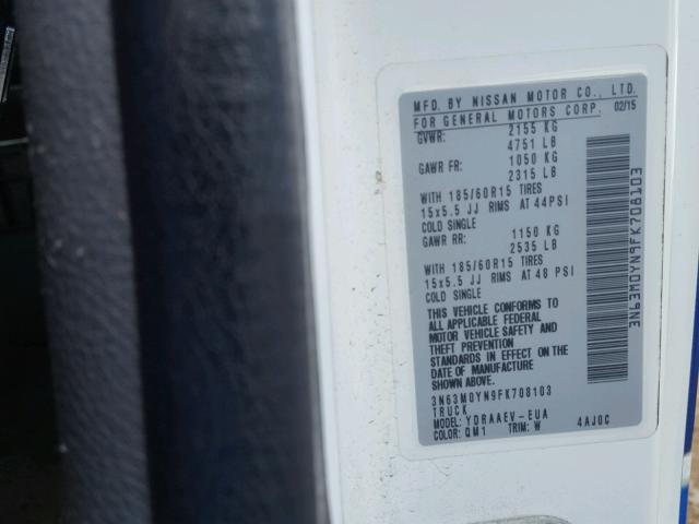 3N63M0YN9FK708103 - 2015 CHEVROLET CITY EXPRE WHITE photo 10