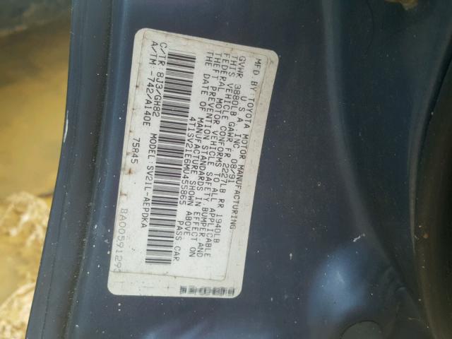 4T1SV21E6MU455865 - 1991 TOYOTA CAMRY DLX 蓝色 照片 10