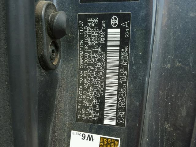 JTKDE167080259251 - 2008 TOYOTA SCION TC 灰色 照片 10