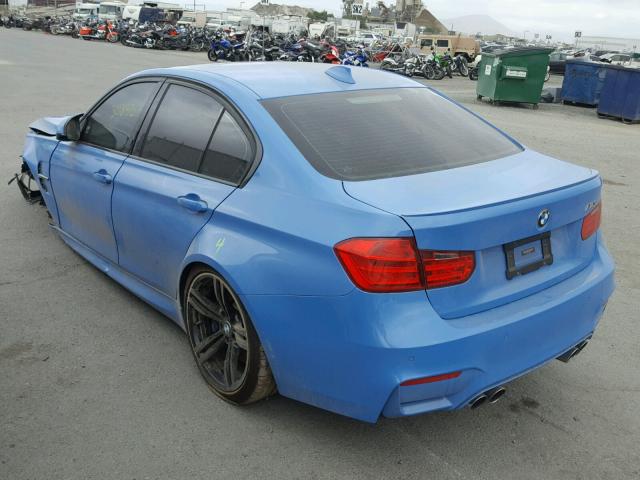 WBS3C9C52FP804437 - 2015 BMW M3 BLUE photo 3