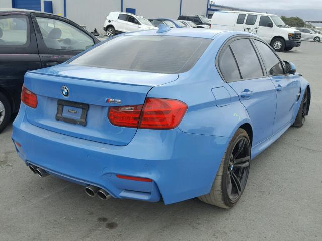 WBS3C9C52FP804437 - 2015 BMW M3 BLUE photo 4
