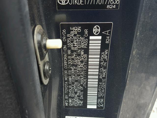 JTKDE177170177638 - 2007 TOYOTA SCION TC 石墨色 照片 10