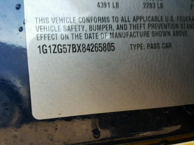 1G1ZG57BX84265805 - 2008 CHEVROLET MALIBU LS 蓝色 照片 10