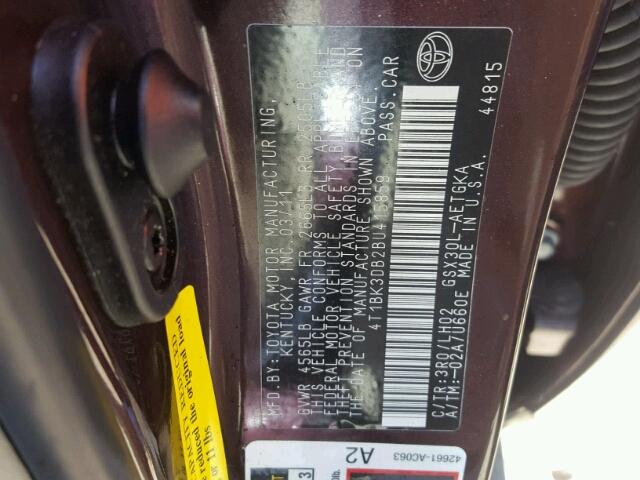 4T1BK3DB2BU415859 - 2011 TOYOTA AVALON PURPLE photo 10