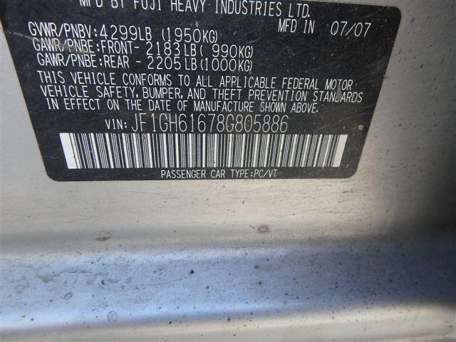 JF1GH61678G805886 - 2008 SUBARU IMPREZA 2. SILVER photo 9