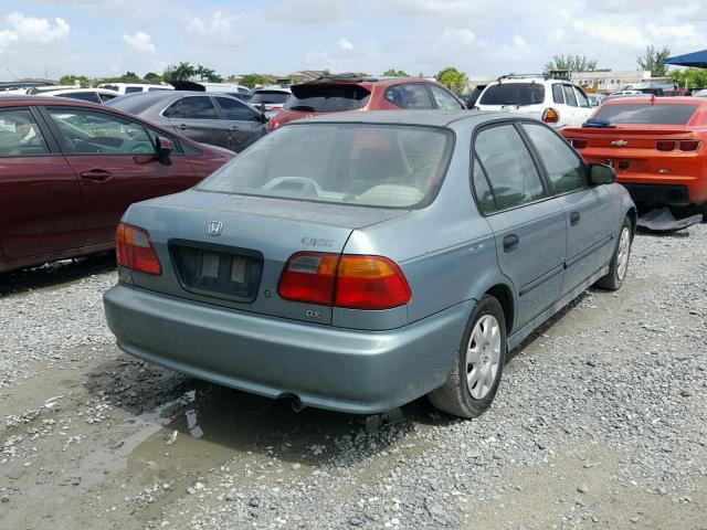 1HGEJ6622YL050375 - 2000 HONDA CIVIC DX BLUE photo 4