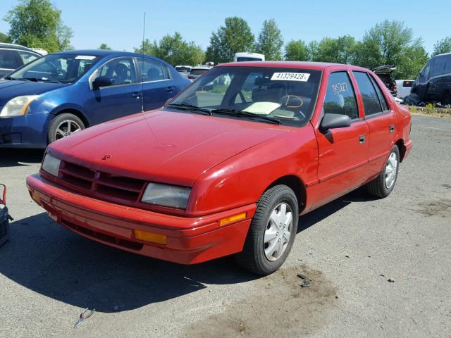 1B3AP28K2RN218184 - 1994 DODGE SHADOW RED photo 2