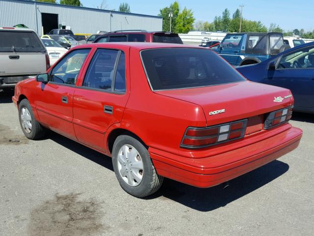 1B3AP28K2RN218184 - 1994 DODGE SHADOW RED photo 3