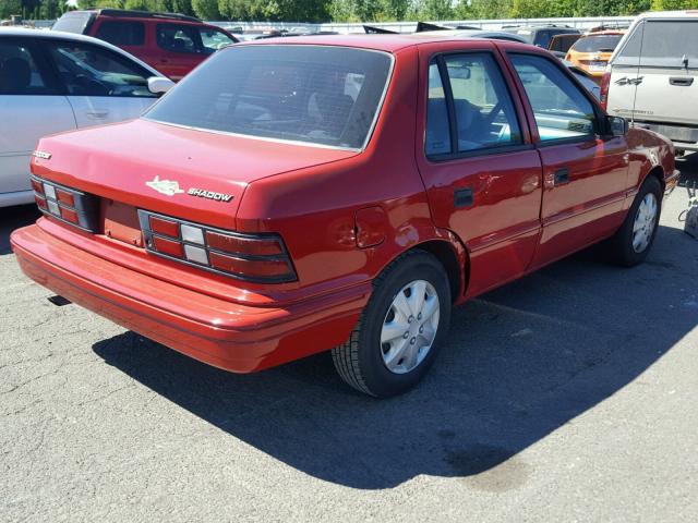 1B3AP28K2RN218184 - 1994 DODGE SHADOW RED photo 4