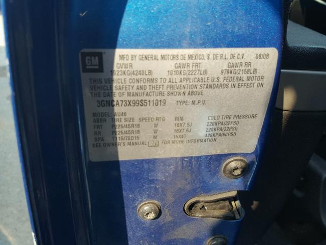 3GNCA73X99S511019 - 2009 CHEVROLET HHR SS 蓝色 照片 10