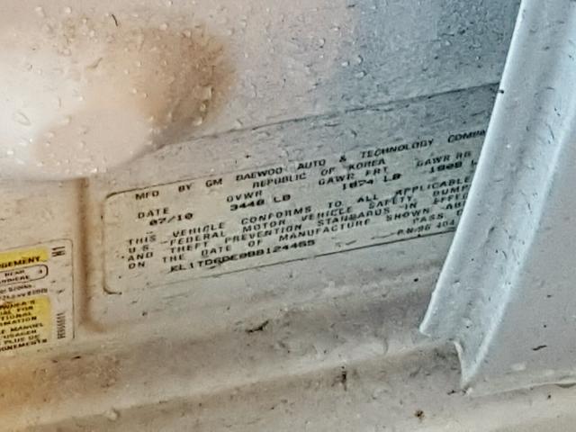 KL1TD6DE0BB124455 - 2011 CHEVROLET AVEO LS WHITE photo 10