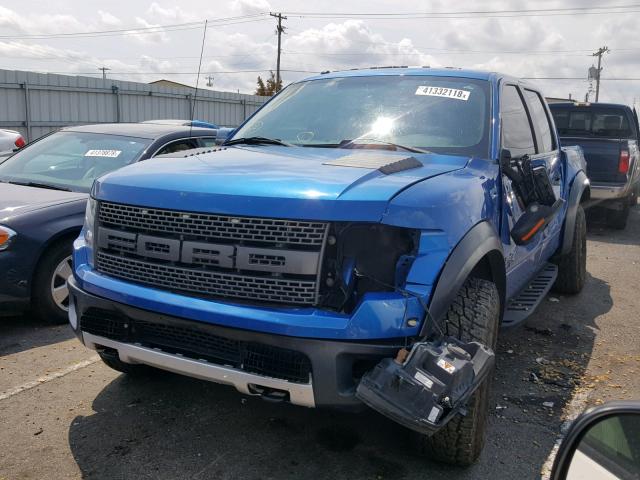 1FTFW1R64DFD48215 - 2013 FORD F150 SVT R BLUE photo 2