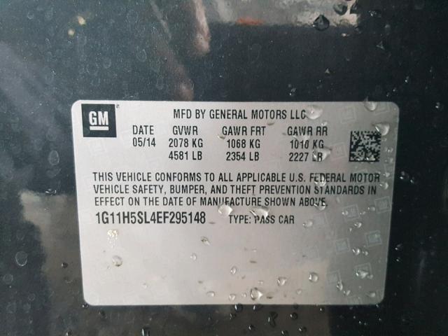 1G11H5SL4EF295148 - 2014 CHEVROLET MALIBU LTZ 石墨色 照片 10