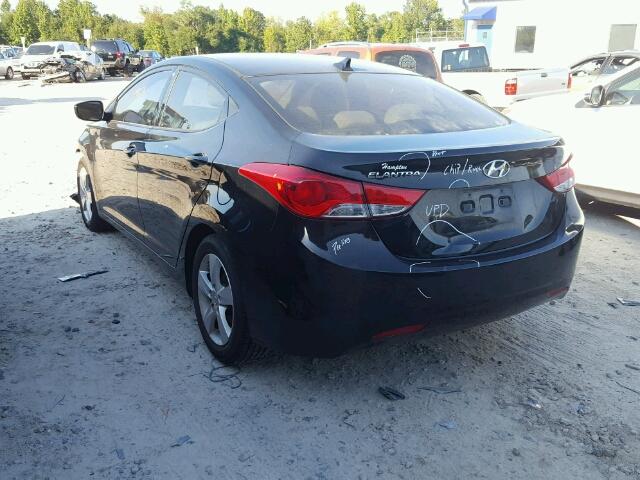 5NPDH4AEXDH369775 - 2013 HYUNDAI ELANTRA BLACK photo 3