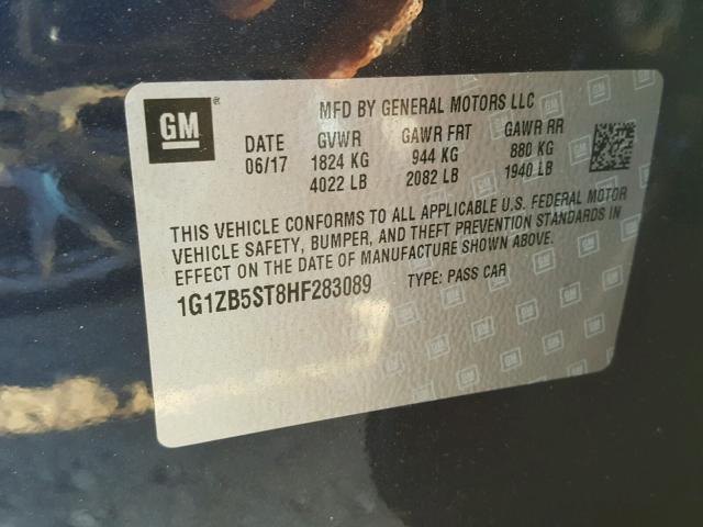 1G1ZB5ST8HF283089 - 2017 CHEVROLET MALIBU LS ლურჯი ფოტო 10