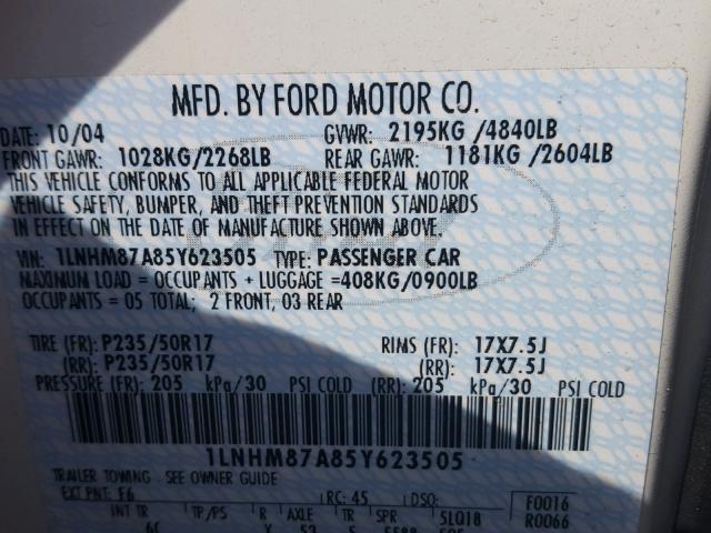 1LNHM87A85Y623505 - 2005 LINCOLN LS 白色 照片 10