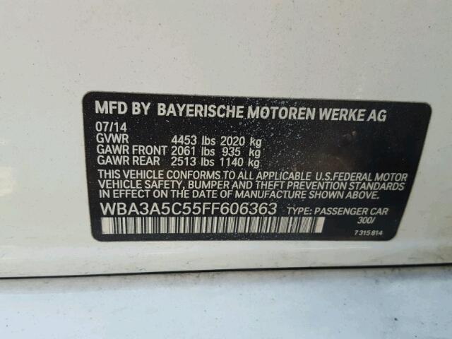 WBA3A5C55FF606363 - 2015 BMW 328 I WHITE photo 10