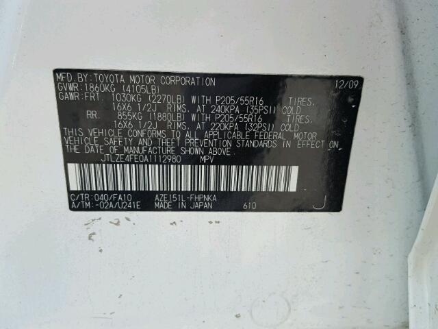 JTLZE4FE0A1112980 - 2010 TOYOTA SCION XB Ağ foto 10