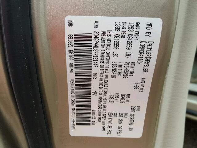 2D4GP44L87R121447 - 2007 DODGE GRAND CARA GOLD photo 10