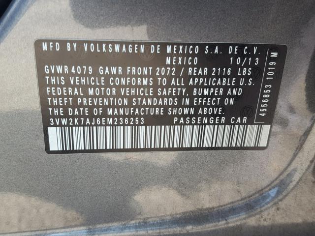 3VW2K7AJ6EM236253 - 2014 VOLKSWAGEN JETTA BASE 黑色 照片 10