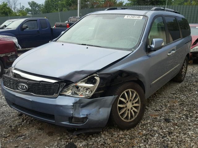 KNDMH4C76B6383663 - 2011 KIA SEDONA EX BLUE photo 2