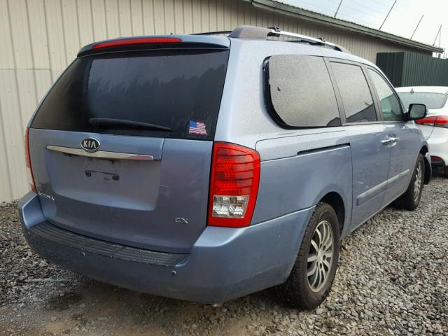 KNDMH4C76B6383663 - 2011 KIA SEDONA EX BLUE photo 4