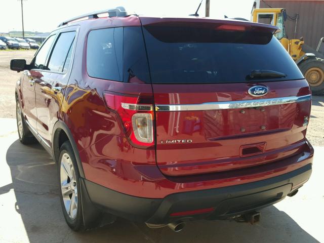 1FM5K8F89FGA76923 - 2015 FORD EXPLORER L MAROON photo 3