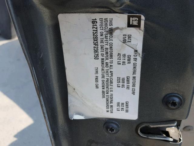 1G1ZT528X5F236750 - 2005 CHEVROLET MALIBU LS ნაცრისფერი ფოტო 10