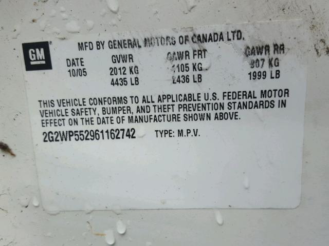 2G2WP552961162742 - 2006 PONTIAC GRAND PRIX Ağ foto 10