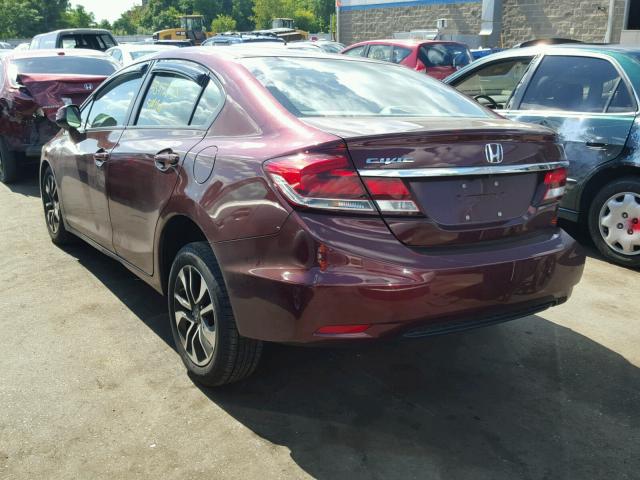 19XFB2F89DE225530 - 2013 HONDA CIVIC EX BURGUNDY photo 3