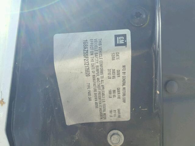 1G8AZ55F27Z176620 - 2007 SATURN ION LEVEL SILVER photo 10