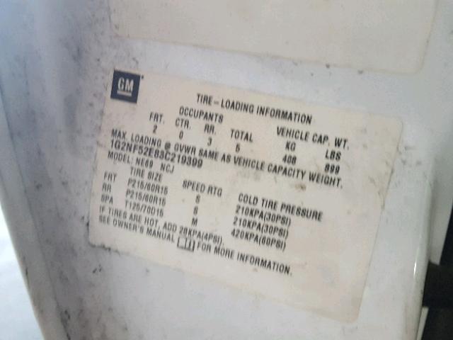 1G2NF52E83C219399 - 2003 PONTIAC GRAND AM S Ağ foto 10